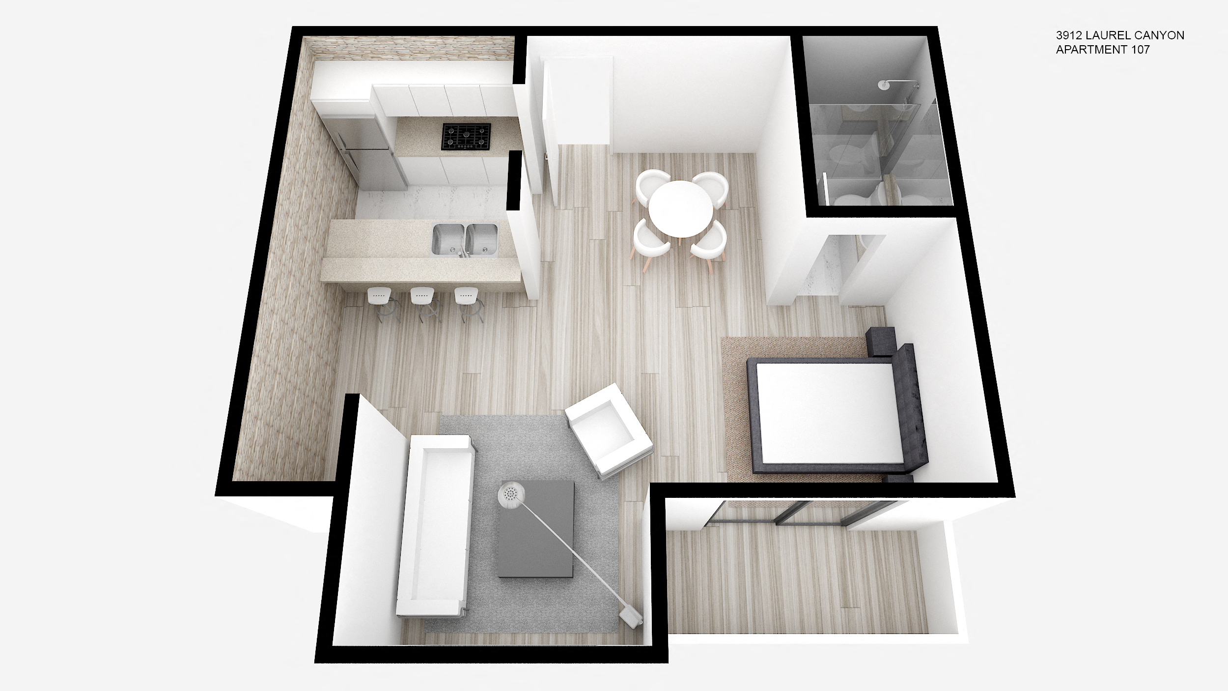 Floor plan for studio, 1 bath, 620 sqft